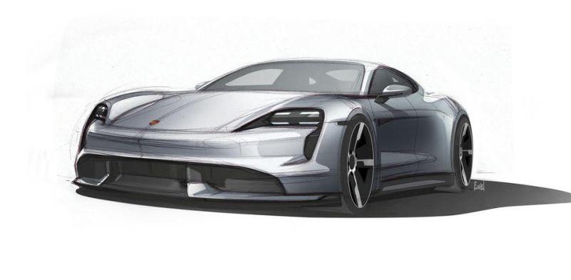 Porsche Taycan Designskizze Front